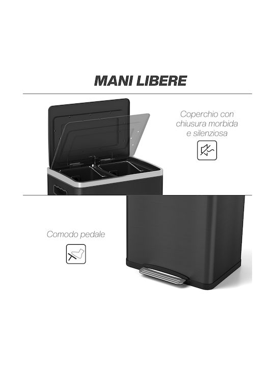 HomCom Waste Bin Recycling made of Stainless Steel Black 20lt 1pcs