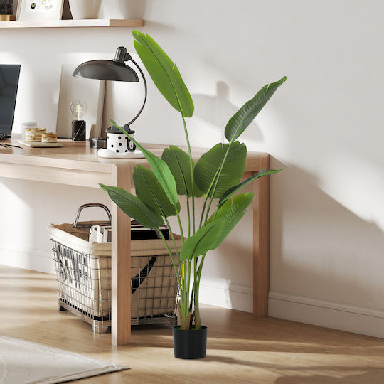 Homcom Artificial Plant Height 160 cm 10 Leaves Green Peva Pot Diameter Ø16.5x13.5 cm 830-982v00gn