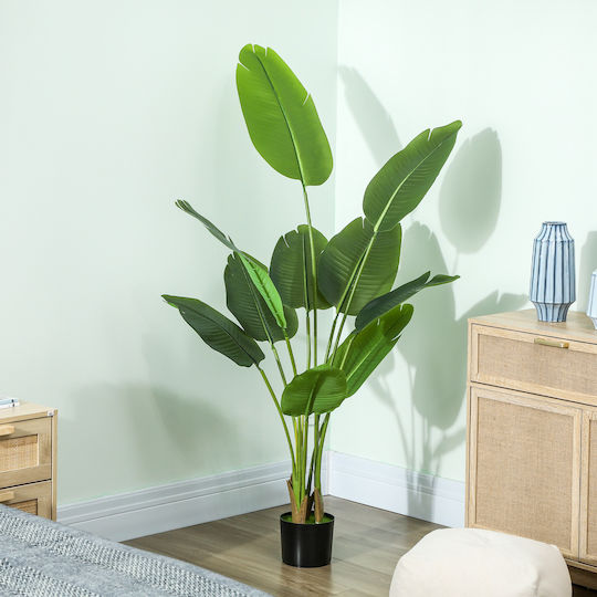 Homcom Artificial Plant Height 160 cm 10 Leaves Green Peva Pot Diameter Ø16.5x13.5 cm 830-982v00gn