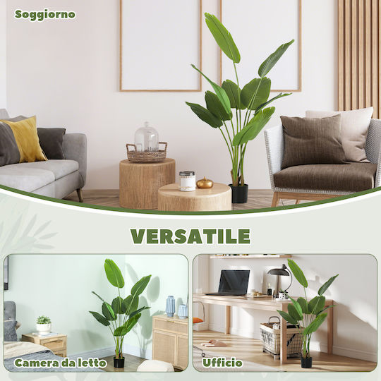 Homcom Artificial Plant Height 160 cm 10 Leaves Green Peva Pot Diameter Ø16.5x13.5 cm 830-982v00gn