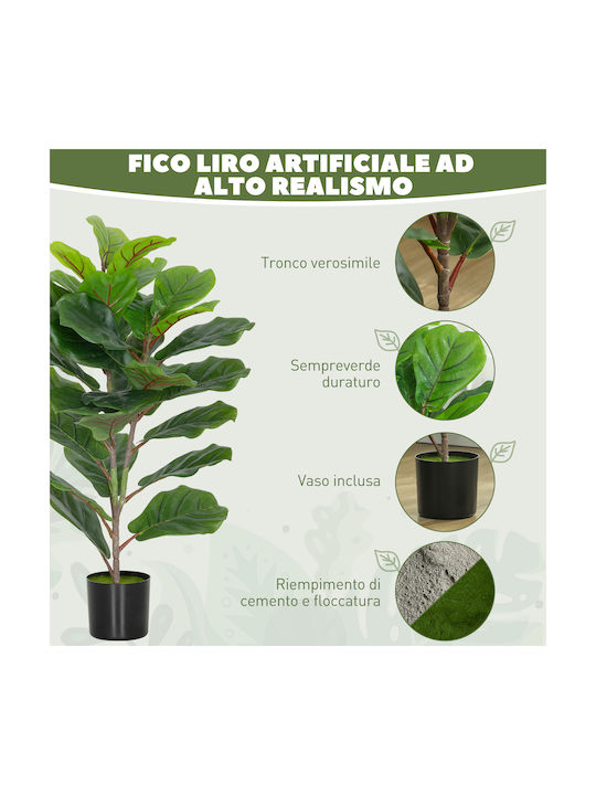 Homcom Artificial Plant Ficus Lyrata Height 80 cm Indoor Spaces Pot Decoration Home Office Green 83c-056v00gn