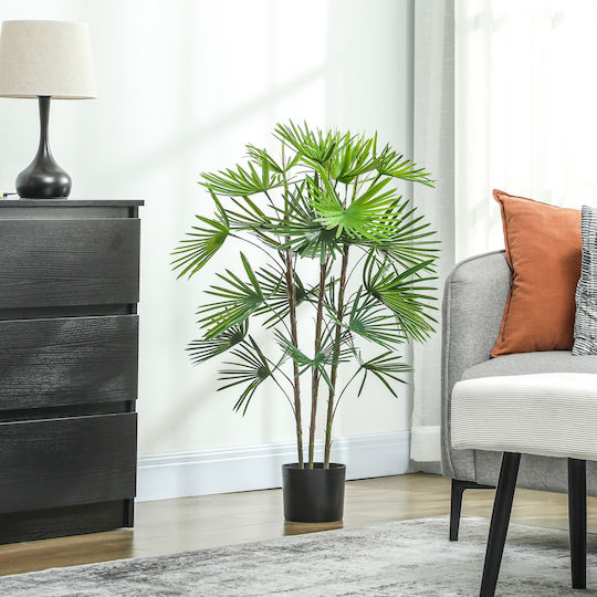 Homcom Artificial Palm Tree 90 cm 24 Green Plastic Leaves Pot Diameter Ø16.5x13.5 cm 830-984v00gn