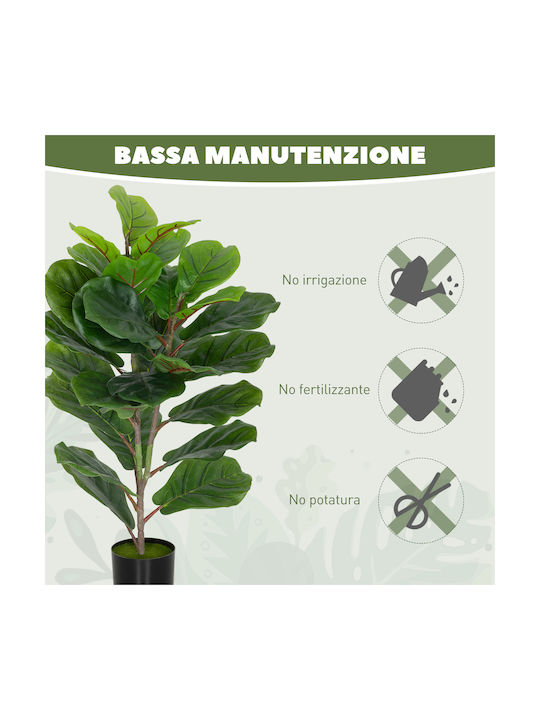 Homcom Artificial Plant Ficus Lyrata Height 80 cm Indoor Spaces Pot Decoration Home Office Green 83c-056v00gn