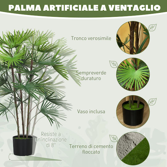 Homcom Artificial Palm Tree 90 cm 24 Green Plastic Leaves Pot Diameter Ø16.5x13.5 cm 830-984v00gn