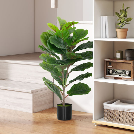 Homcom Τεχνητό Φυτό Ficus Lyrata Ύψους 80 Εκ Εσωτερικούς Χώρους Γλάστρα Διακόσμηση Σπίτι Γραφείο Πράσινο 83c-056v00gn