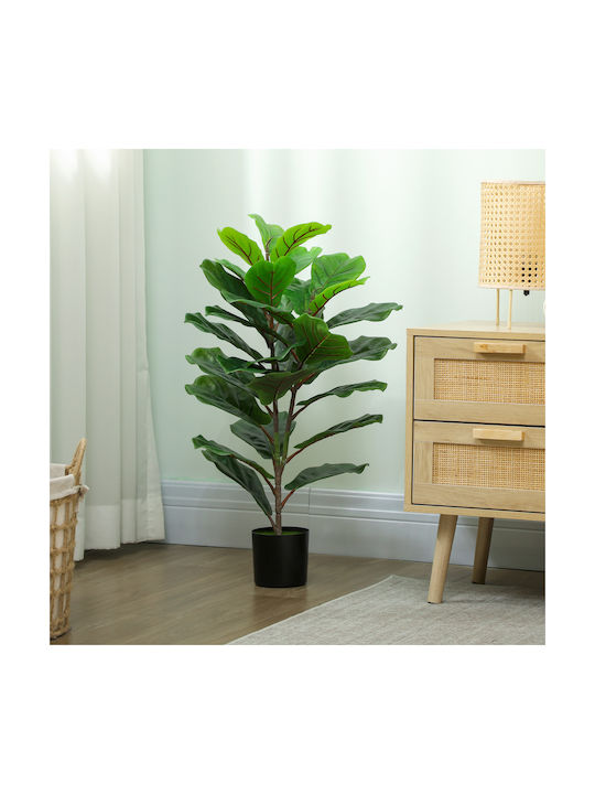 Homcom Artificial Plant Ficus Lyrata Height 80 cm Indoor Spaces Pot Decoration Home Office Green 83c-056v00gn