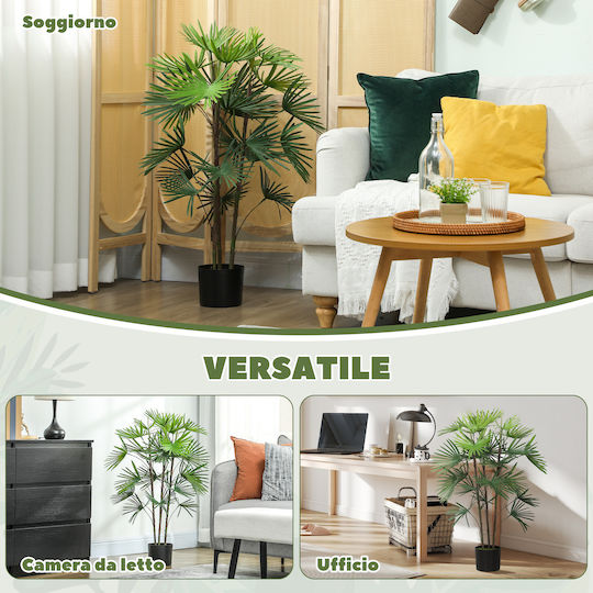 Homcom Artificial Palm Tree 90 cm 24 Green Plastic Leaves Pot Diameter Ø16.5x13.5 cm 830-984v00gn