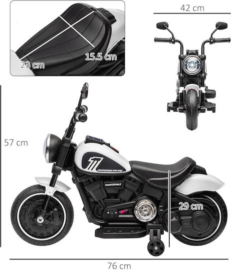 Kids Motorbike Inspired Electric 6 Volt White