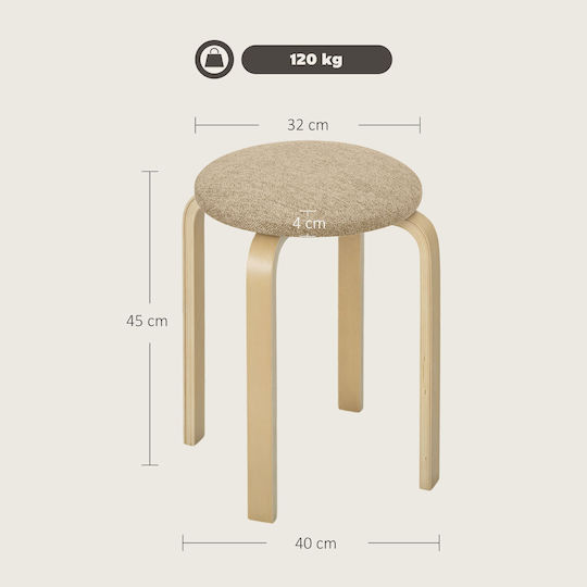 Stool For Kitchen Upholstered with Fabric Haki 4pcs