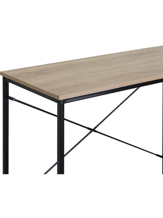 Desk Bailon Wooden Oak, Μαύρο with Metal Legs 100x40x70cm