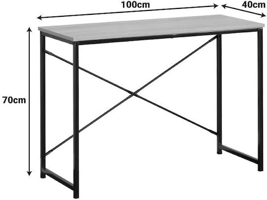 Бюро Bailon Дървено Дъб Черно с Метални Крака 100x40x70см
