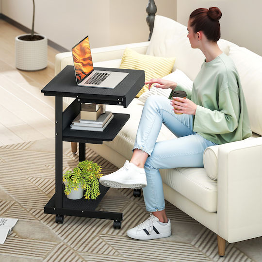 Computer Office Wooden Black with Metal Legs 56x51x79cm