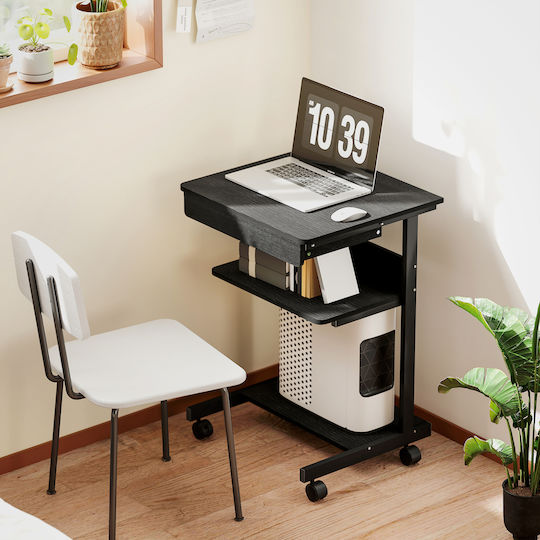 Computer Office Wooden Black with Metal Legs 56x51x79cm