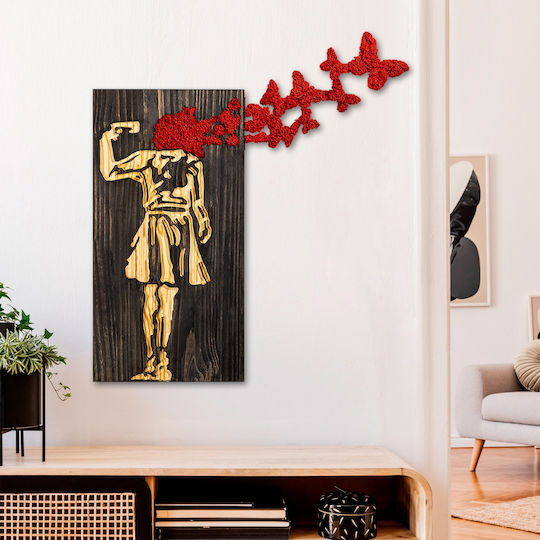 Homemarkt Διακοσμητικο Τοιχου Φιγουρα Κοριτσιου Hm4755-φυλλα Μεταλλου-ξυλο 62x3 Βάθος X70υεκ