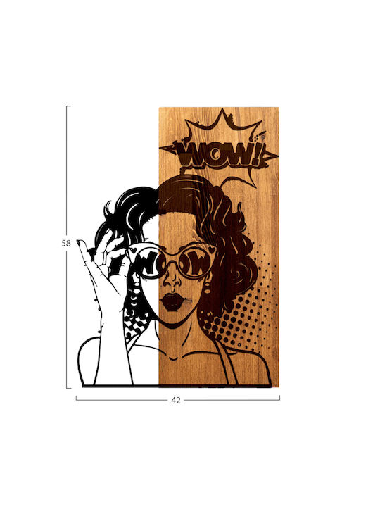 Homemarkt Wall Decor Woman Face Hm4758-metal Leaves Black-wood 42x3 Depth X58h