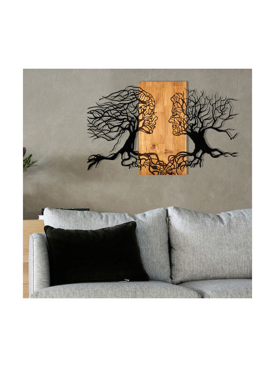 Homemarkt Διακοσμητικο Τοιχου Illusion Hm4803-φυλλα Μεταλλου Μαυρα-ξυλο 92x3 Βάθος X58υεκ