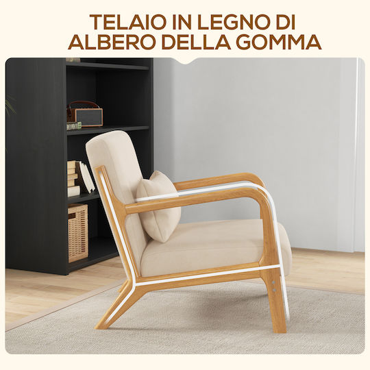 Relaxsessel Samt Beige 61x78x76cm