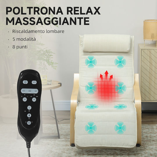 Πολυθρόνα Relax Massage με Υποπόδιο Εκρού 67x95x101cm