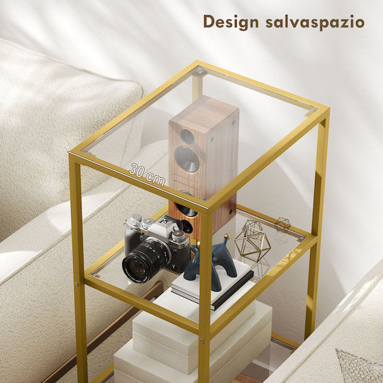 Rectangular Glass Side Table Gold M40xL30xH96.5cm
