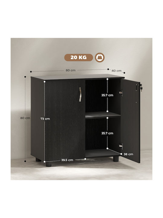 Шкаф Офис от MDF С ключалка Черно 80x40x80см