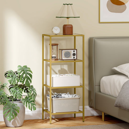 Rectangular Glass Side Table Gold M40xL30xH96.5cm