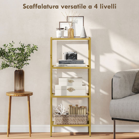 Rectangular Glass Side Table Gold M40xL30xH96.5cm
