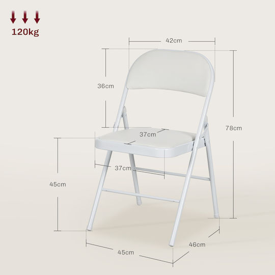 Outdoor Chair Metallic White with Cushion 2pcs 45x46x78cm