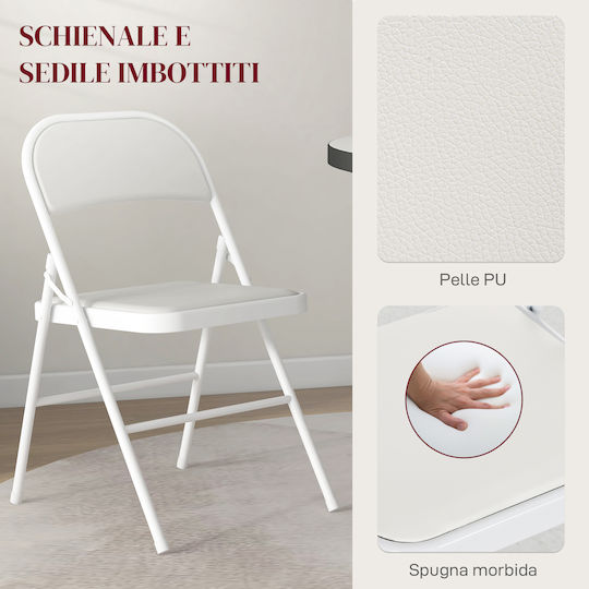 Outdoor Chair Metallic White with Cushion 2pcs 45x46x78cm