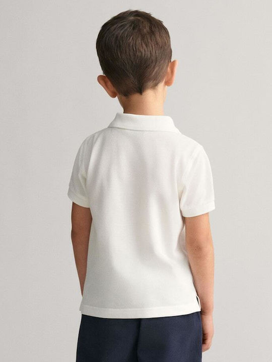 Kids Short-Sleeved White Polo Shield
