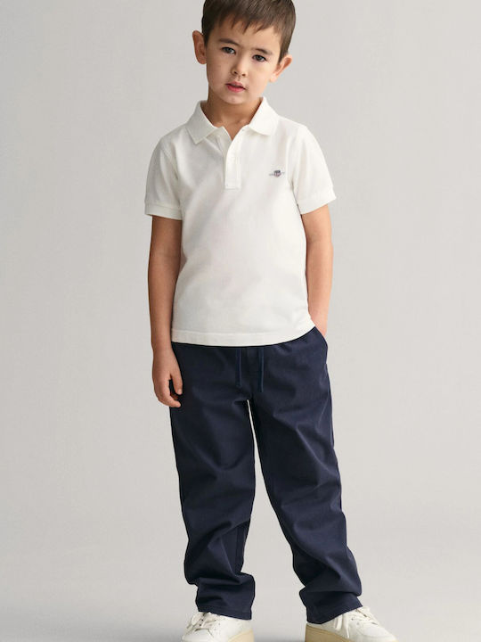 Kids Short-Sleeved White Polo Shield