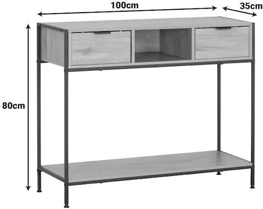 Κονσόλα Ξύλινη Oak / Μαύρο Μ100xΠ35xΥ80εκ.
