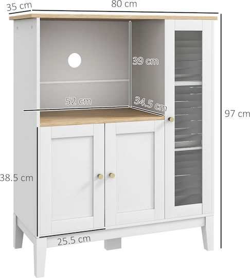 Μπουφές από Ξύλο Λευκός 80x35x97cm