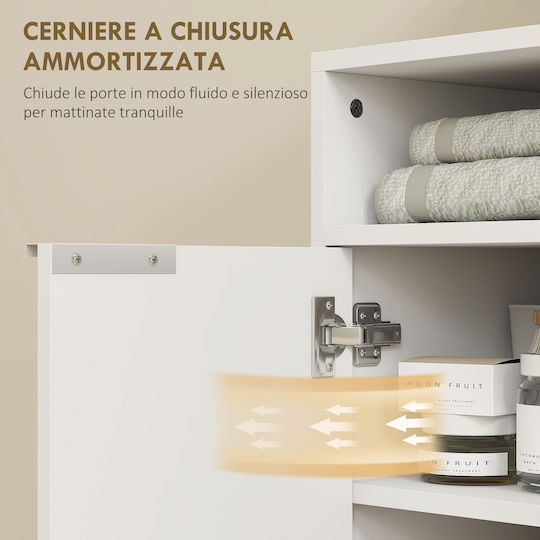 HomCom Πάγκος με Νιπτήρα Μελαμίνη Μ60xΒ33xΥ63cm Λευκό