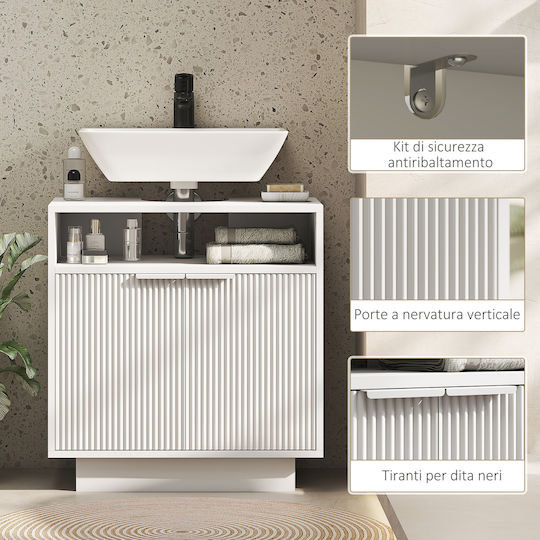HomCom Πάγκος με Νιπτήρα Μελαμίνη Μ60xΒ33xΥ63cm Λευκό