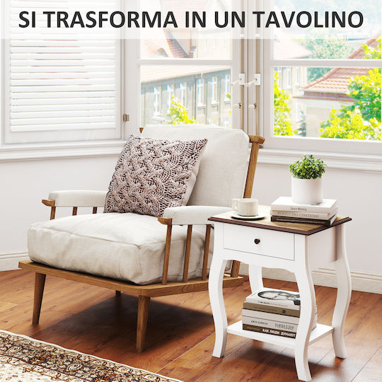Bedside Table Wooden White 45x35x55cm