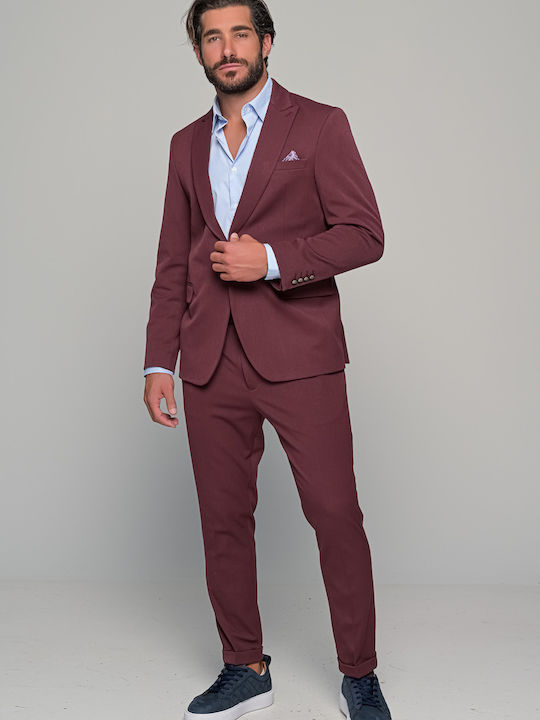Alessandro Men's Winter Suit Burgundy