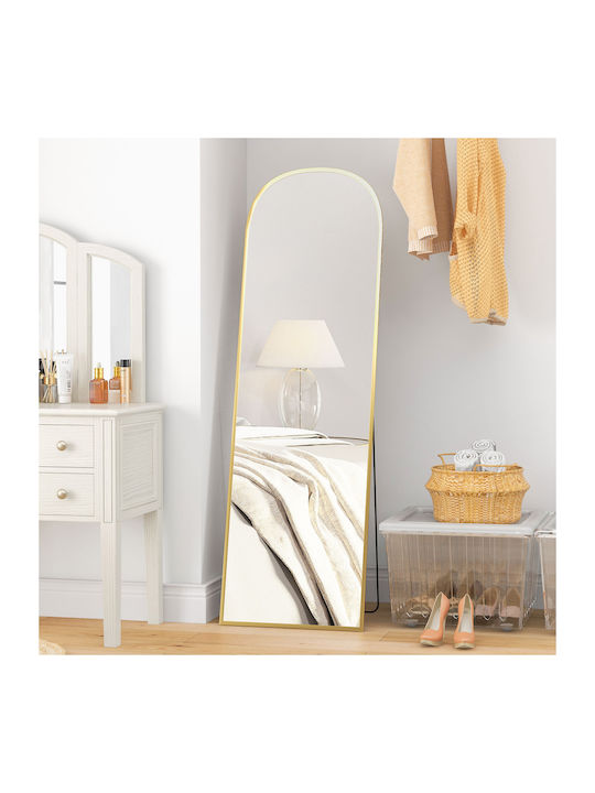 HomCom Arched Floor Mirror with Gold Aluminum Frame 161.5x50cm
