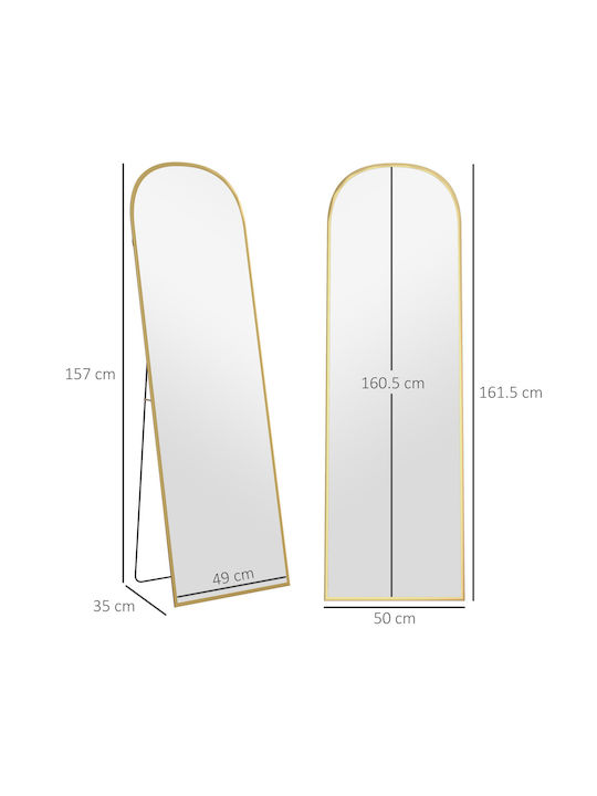 HomCom Gold Aluminum Floor Mirror 170x50cm