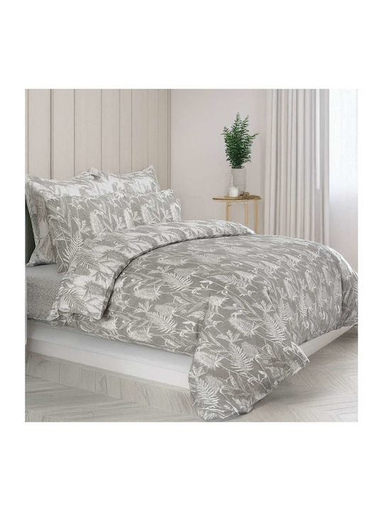 Espree Set Cotton Duvet Cover Single with Pillowcase 160x240cm Thistle Gray