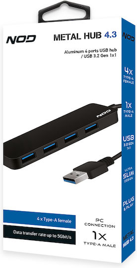 NOD Metal Hub 4.3 USB-Hub 4 Anschlüsse USB 3.0 mit USB-A Anschluss