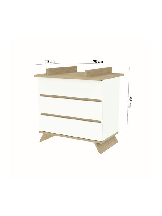 Βρεφική Συρταριέρα με 3 Συρτάρια Λευκή 50x90x88cm