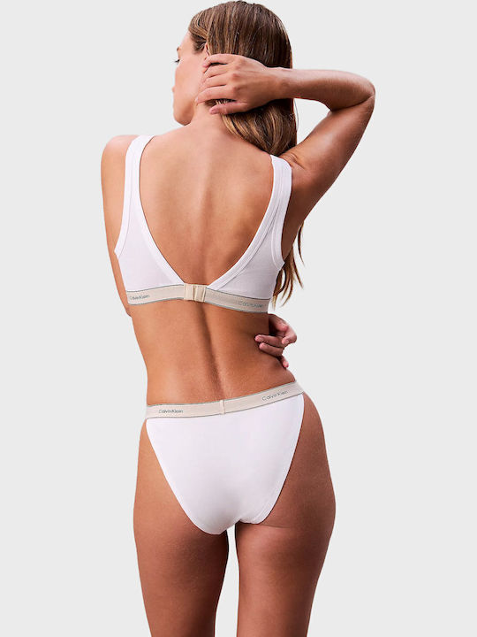 Calvin Klein Lightly Lined Triangle Bralette Heritage Cotton White Underwear Female White Lv00qf8594-100