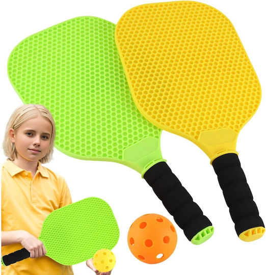 Set De Joc Ping Pong Flippy 2 Rachete 1 Minge 6+ Ani 37.5 X 18 X 3 Cm Galben Verde