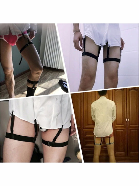 Set 2 Elasticated Shirt Fastening Straps Zola 3 Arms Black