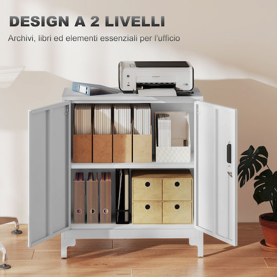 Cabinet de Birou Metalic cu încuietoare Alb 80x35x91cm