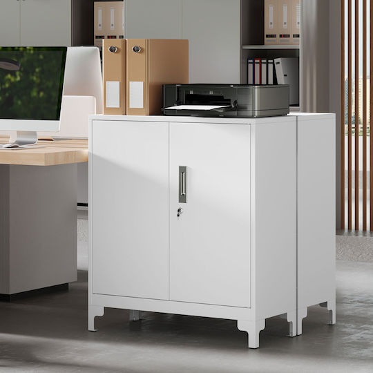 Cabinet de Birou Metalic cu încuietoare Alb 80x35x91cm