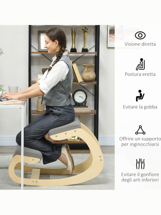 Office Desk Stool with Backrest Gray 55x85x55cm