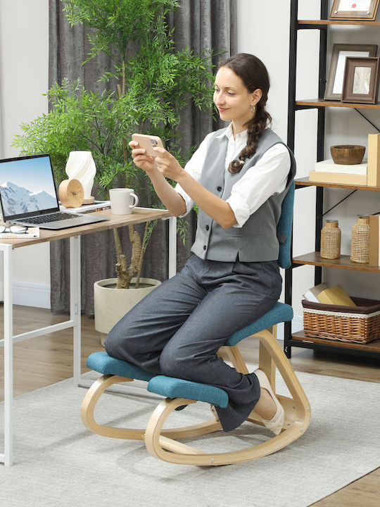 Ergonomischer Büro- und Schreibtischhocker mit Rückenlehne Blau 51x84x93cm