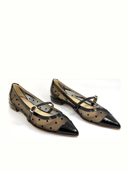 Patent Leather Pointy Ballerinas Black