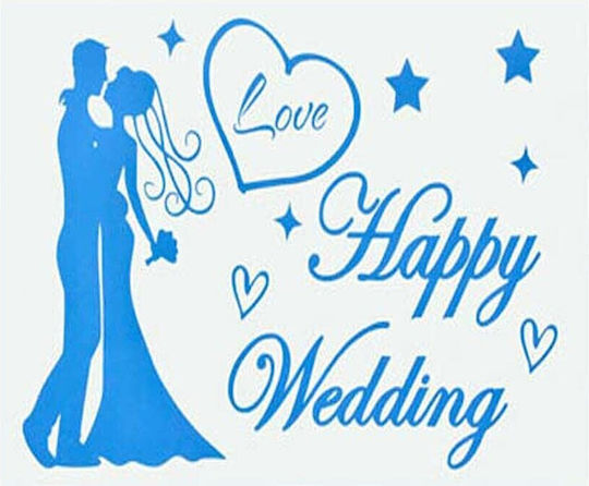 Sticker Adhesive Flippy Wedding Theme Happy Wedding Text Design 21x29 Cm Blue